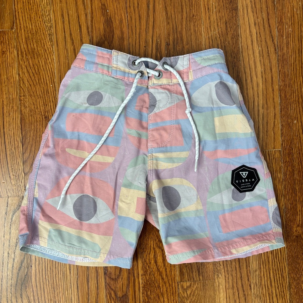 VISSLA Pastel Geo Print Hybrid Shorts - Pink, Blue, Mint, Cream